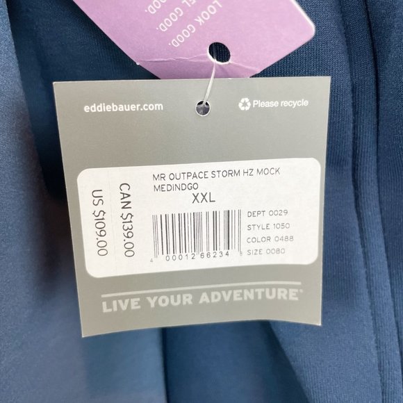 Eddie Bauer Outpace Storm HZ Mock 1/2-Zip Blue First Ascent XXL 2XL - Picture 6 of 10